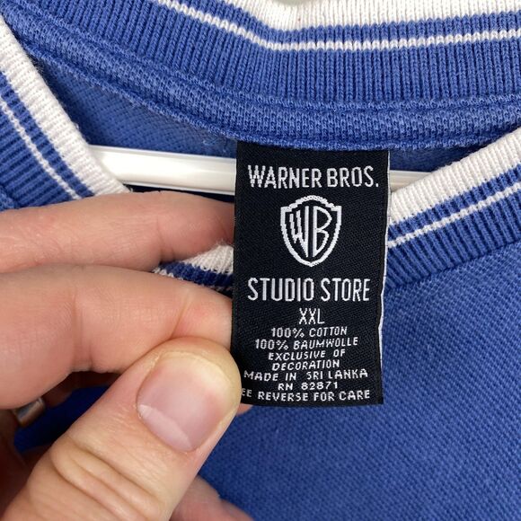 Vintage Warner Bros Shirt Mens 2XL Blue Marvin Martian Taz Looney Tunes 90s - Picture 5 of 12